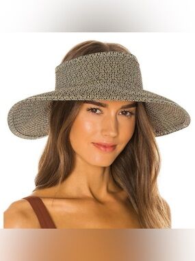 L*SPACE Floria Hat Wide Brim Velcro Closure 77% Paper Sun Hat Roll-up for Travel